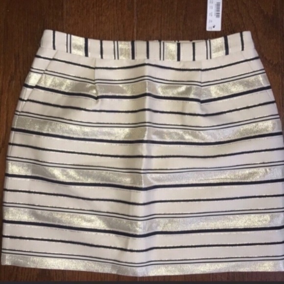 🥂J. CREW🥂METALLIC STRIPED MINI SKIRT W/POCKETS🥂 - Picture 7 of 9